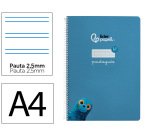 Cuaderno espiral liderpapel a4 pautaguia tapa blanda 80h 75gr cuadro pautado 2,5mm color azul