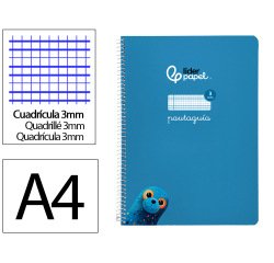 Cuaderno espiral liderpapel a4 pautaguia tapa blanda 80h 75gr cuadro pautado 3mm color azul