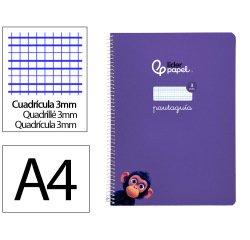 Cuaderno espiral liderpapel a4 pautaguia tapa blanda 80h 75gr cuadro pautado 3mm color lila