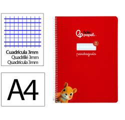 Cuaderno espiral liderpapel a4 pautaguia tapa blanda 80h 75gr cuadro pautado 3mm color rojo