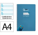 Cuaderno espiral liderpapel a4 pautaguia tapa blanda 80h 75gr cuadro pautado 4mm color azul