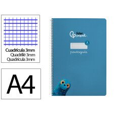 Cuaderno espiral liderpapel di n a4 pautaguia tapa dura 80h 90 gr cuadro pautado 3mm color azul