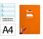 Cuaderno espiral liderpapel a4 pautaguia tapa dura 80h 90gr cuadro pautado 4mm color naranja