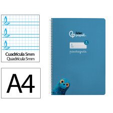 Cuaderno espiral liderpapel di n a4 pautaguia tapa dura 80h 90 gr cuadro pautado 5mm color azul