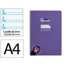 Cuaderno espiral liderpapel di n a4 pautaguia tapa dura 80h 90 gr cuadro pautado 5mm color lila