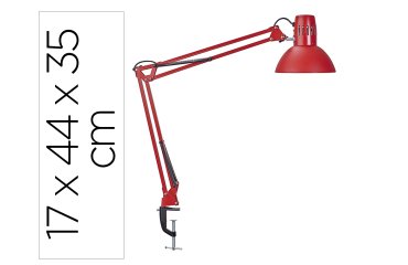 Lampara de escritorio maul metal 57w doble brazo cabezal orientable pinza roja