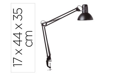 Lampara de escritorio maul metal 57w doble brazo cabezal orientable pinza negra