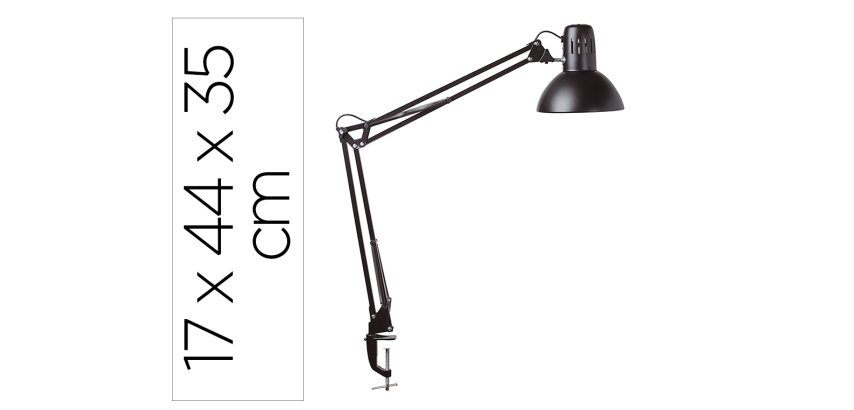 Lampara de escritorio maul metal 57w doble brazo cabezal orientable pinza negra