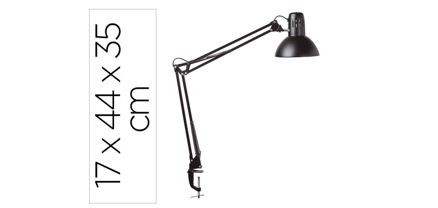 Lampara de escritorio maul metal 57w doble brazo cabezal orientable pinza negra