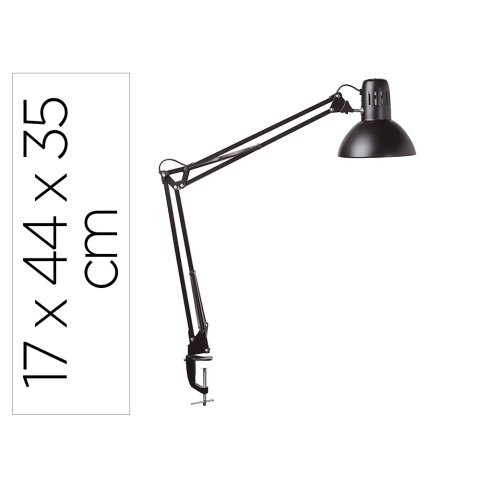 Lampara de escritorio maul metal 57w doble brazo cabezal orientable pinza negra