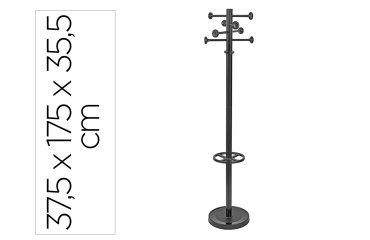 Perchero metalico maulgrando 8 colgadores y paraguero color negro 390x1750x390 mm