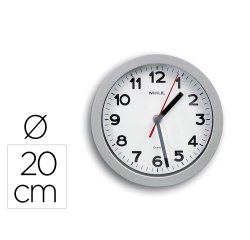 Reloj maul step de pared redondo 20 cm diametro electrico color plata