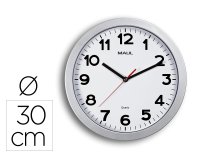 Reloj maul step de pared redondo 30 cm diametro electrico color plata