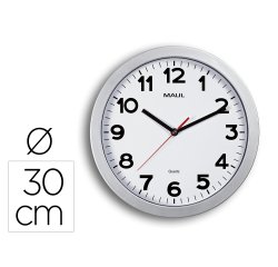 Reloj maul step de pared redondo 30 cm diametro electrico color plata