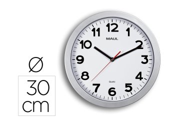 Reloj maul step de pared redondo 30 cm diametro electrico color plata