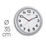 Reloj maul step de pared redondo 35 cm diametro electrico color plata