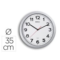 reloj maul step de pared redondo 35 cm diametro electrico color plata