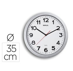 Reloj maul step de pared redondo 35 cm diametro electrico color plata