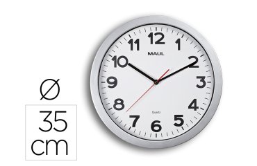 Reloj maul step de pared redondo 35 cm diametro electrico color plata