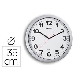 Reloj maul step de pared redondo 35 cm diametro electrico color plata