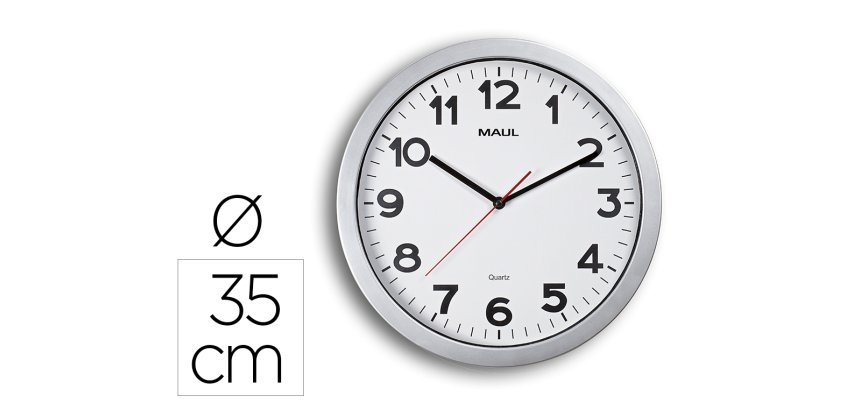 Reloj maul step de pared redondo 35 cm diametro electrico color plata