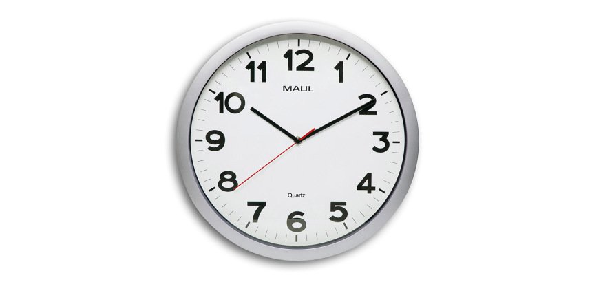 Reloj maul step de pared redondo 40 cm diametro electrico color plata