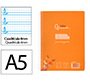 Cuaderno espiral liderpapel a5 pautaguia tapa plastico 80h 90gr cuadro pautado 4mm color naranja