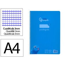 Cuaderno espiral liderpapel din a4 pautaguia tapa plastico 80h 90gr cuadro pautado 3mm con margen color azul