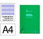 Cuaderno espiral liderpapel a4 pautaguia tapa plastico 80h 90gr cuadro pautado 3mm con margen color verde