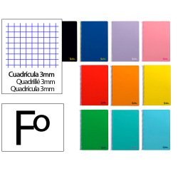 Cuaderno espiral liderpapel a4 smart tapa blanda 80h 75gr cuadro 3 mm con margen colores surtidos