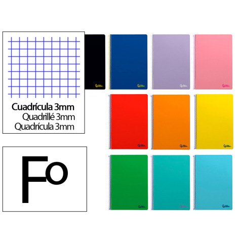 Cuaderno espiral liderpapel a4 smart tapa blanda 80h 75gr cuadro 3 mm con margen colores surtidos