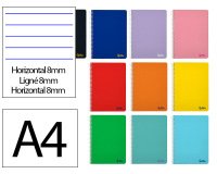 Cuaderno espiral liderpapel a4 smart tapa blanda 80h 75gr horizontal 8mm con margen colores surtidos