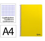 Cuaderno espiral liderpapel a4 smart tapa blanda 80h 75gr cuadro 4mm con margen color amarillo