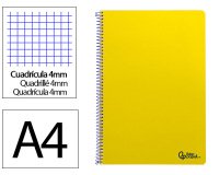 Cuaderno espiral liderpapel a4 smart tapa blanda 80h 75gr cuadro 4mm con margen color amarillo
