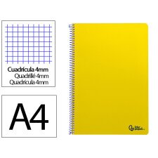 Cuaderno espiral liderpapel din a4 smart tapa blanda 80h 75gr cuadro 4mm con margen color amarillo