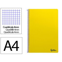 Cuaderno espiral liderpapel din a4 smart tapa blanda 80h 75gr cuadro 4mm con margen color amarillo