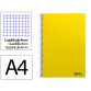 Cuaderno espiral liderpapel din a4 smart tapa blanda 80h 75gr cuadro 4mm con margen color amarillo