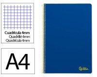 Cuaderno espiral liderpapel a4 smart tapa blanda 80h 75gr cuadro 4mm con margen color azul oscuro