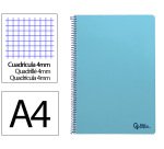 Cuaderno espiral liderpapel a4 smart tapa blanda 80h 75gr cuadro 4mm con margen color celeste