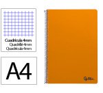 Cuaderno espiral liderpapel a4 smart tapa blanda 80h 75gr cuadro 4mm con margen color naranja