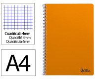 Cuaderno espiral liderpapel a4 smart tapa blanda 80h 75gr cuadro 4mm con margen color naranja