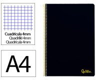 Cuaderno espiral liderpapel a4 smart tapa blanda 80h 75gr cuadro 4mm con margen color negro