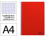 Cuaderno espiral liderpapel a4 smart tapa blanda 80h 75gr cuadro 4mm con margen color rojo