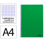 Cuaderno espiral liderpapel a4 smart tapa blanda 80h 75gr cuadro 4mm con margen color verde