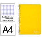 Cuaderno espiral liderpapel a4 witty tapa dura 80h 90gr cuadro 4mm con margen color amarillo