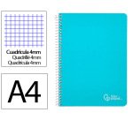 Cuaderno espiral liderpapel a4 witty tapa dura 80h 90gr cuadro 4mm con margen color celeste
