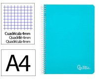 Cuaderno espiral liderpapel a4 witty tapa dura 80h 90gr cuadro 4mm con margen color celeste