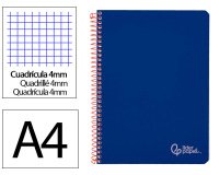 Cuaderno espiral liderpapel a4 witty tapa dura 80h 90gr cuadro 4mm con margen color azul oscuro