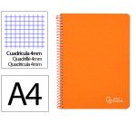 Cuaderno espiral liderpapel a4 witty tapa dura 80h 90gr cuadro 4mm con margen color naranja