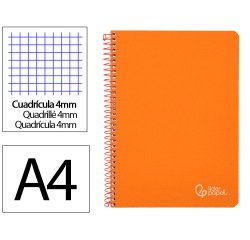 Cuaderno espiral liderpapel a4 witty tapa dura 80h 90gr cuadro 4mm con margen color naranja